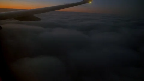 The view through the airplane window during a flight Stock Footage 108144235