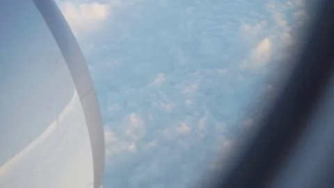 View Through Airplane Window At Evening Time Stock Footage 83598400