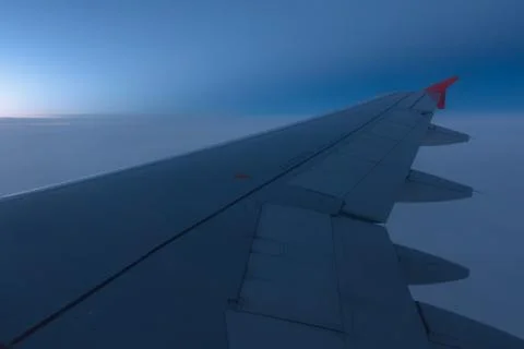 View through airplane window Stock Photos