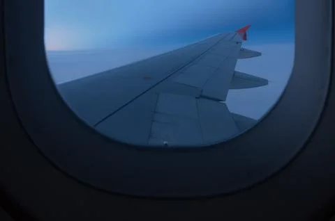 View through airplane window Stock Photos