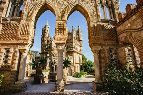 View through arches of Castillo de Colomares Stock Photos