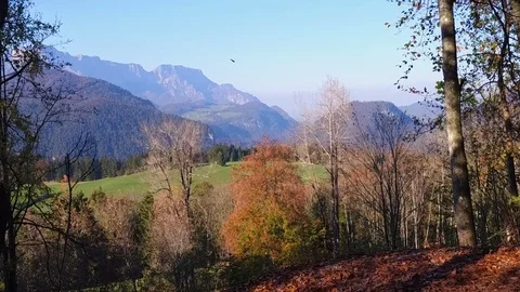 View through the big window, Hitlers Berghof, Obersalzberg, Berchtesgaden Stock Footage 97814419