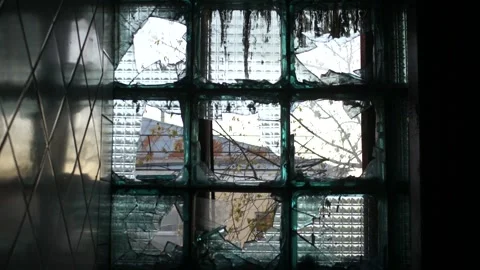 View Through The Broken Window Inside Stock Footage 130903183