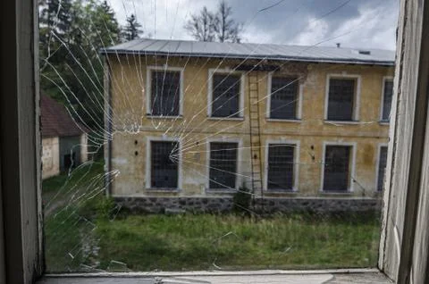 View through broken window Stock Photos