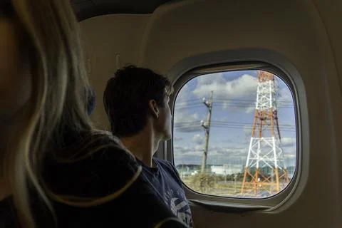 A view through a bullet train window Stock Photos