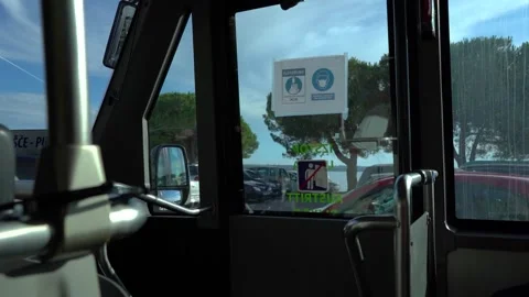 View through the bus window to the old town of Piran, Slovenia Stock Footage 158222063