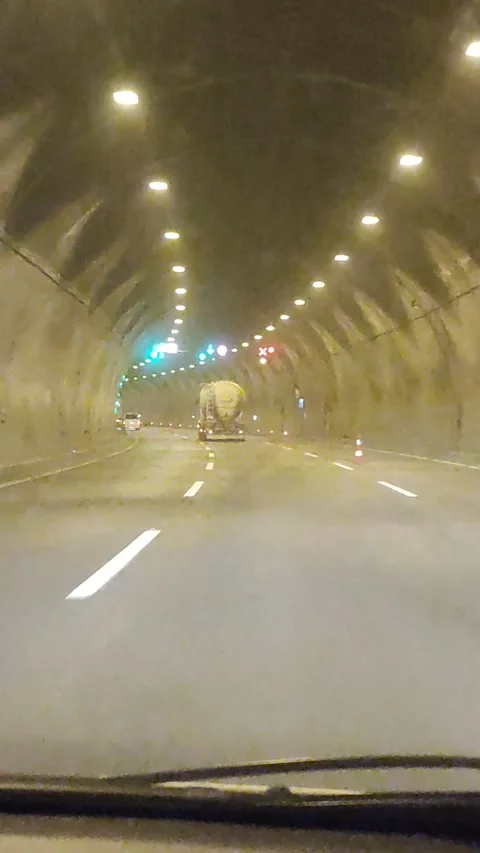 View through the car window driving through the tunnel Stock Footage 202267180