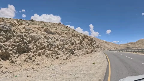 View through car window - trip in Ladakh Stock Footage 311991170