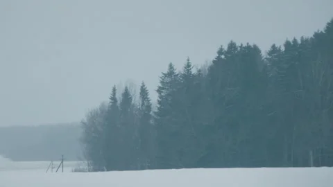 View through a Car Window, Winter, Driving, POV, 4K Stock Footage 299755121