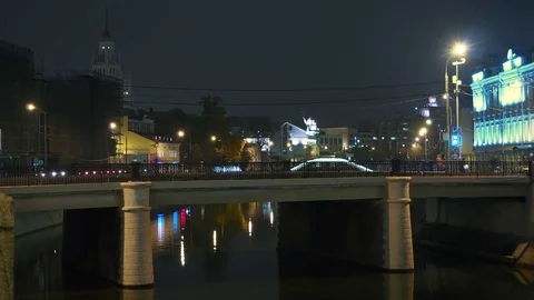 View through  Cast-iron bridge on gardener's quay Stock Footage 70972036