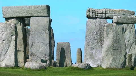 View through the center of Stonehenge Stock Footage 55537059