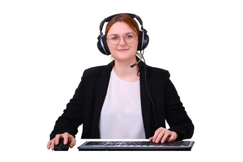 View through a computer camera during an online video call, isolated on a w.. Stock Photos