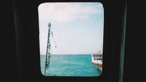 View through ferry porthole Stock Footage 157950747