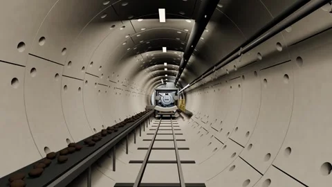 View Through Finished Segmental Tunnel in 3D Animation Видео 347127617