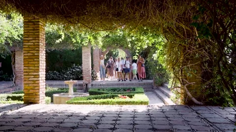 View through garden arch. Stock Footage 327685714