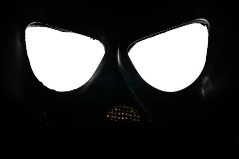 View through a gas mask from the first person isolated on a white background Stock Photos