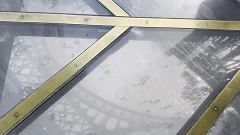 View through glass floor at first floor of Eiffel Tower in Paris, France Stock Footage 337196766