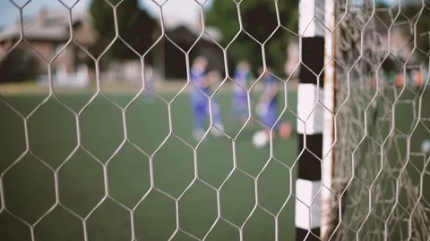 A View Through The Goal Net Stock Footage 93586334