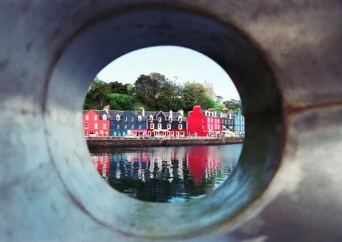 View through a hole of Tobermory town, A.D. Stock Photos