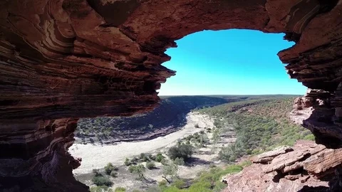 View through Natures window in sunshine in Kalbarri NP Stock Footage 70967687