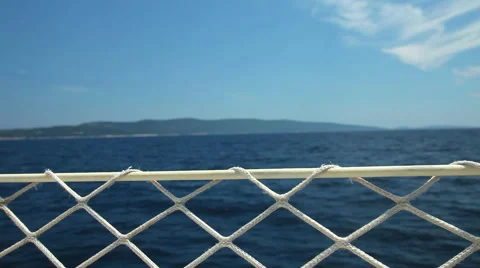 View of through net of a sailboat on Adriatic sea Stock Footage 59539243