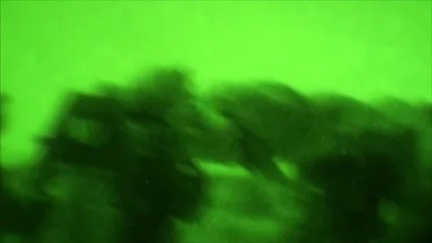View through night vision in a mission operation.Subdivision army anti terrorist Stock Footage 139477453