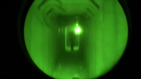 View through night vision in a mission operation.Subdivision army anti terrorist 스톡 동영상 139477466