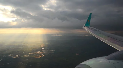 View through a Nok Air plane window , 2015 in Chiang Mai,Thailand. Stock Footage 57516027