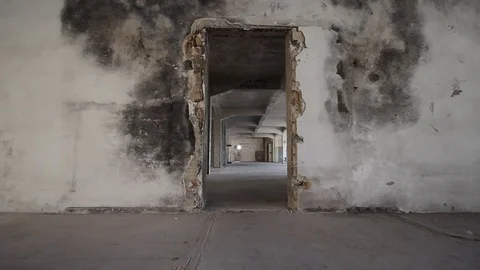 View through an old doorway in an old factory Video stock 72815079
