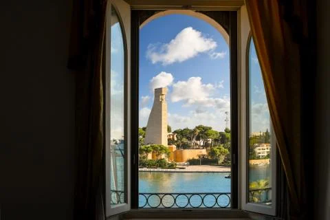 View through open window of Brindisi Italy Stock Photos