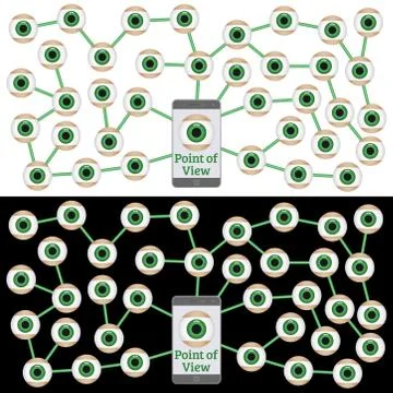 View through phone in social network, point of view Stock Illustration