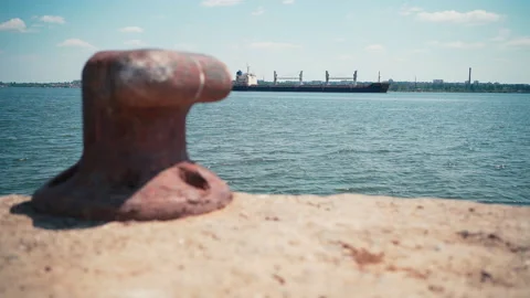 View Through The Pier To The Passing Ship Stock Footage 146144767