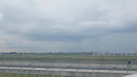 View through plane window from inside airplane cabin while taxing with view.. Stock Footage 254047506