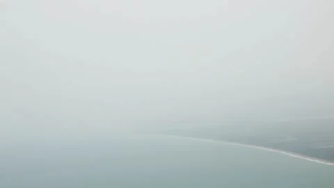 View through plane window from inside airplane cabin while climbing into th.. Stock Footage 312350093