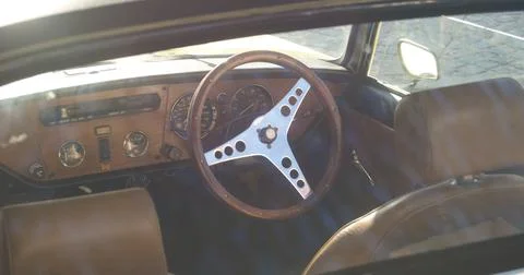 View through the rear window into the interior of a car Stock Photos