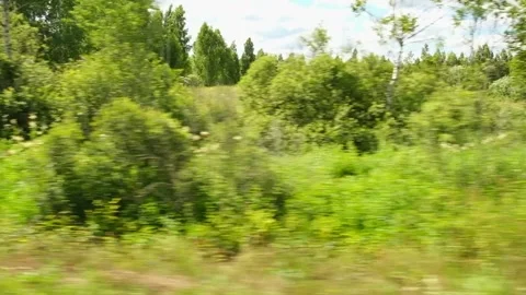 View through side window of car auto in motion on road. Car speeding Stock Footage 227135824