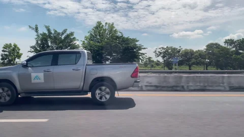 View through the side window of moving car on the road. Stock Footage 201369520