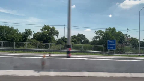 View through the side window of moving car on the road. Stock Footage 201388659