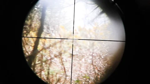 View through a sniper scope, searching for target 動画素材 75070952