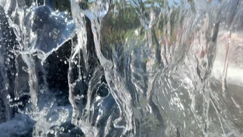 View through splashes of water flow Stock Footage 252231738