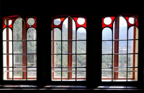 View through three antic windows Stock Photos