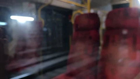 View through a train window with reflection Stock Footage 301088399