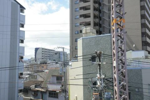 View through tram window of Osaka Loop Line Stock Photos