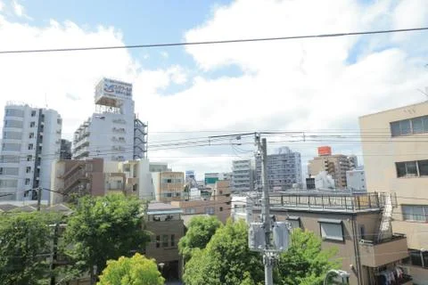 View through tram window of Osaka Loop Line Stock Photos