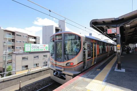 View through tram window of Osaka Loop Line Stock Photos