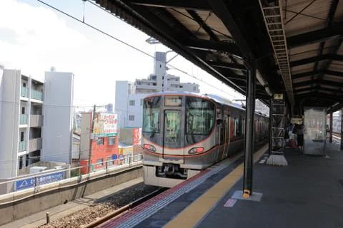 View through tram window of Osaka Loop Line Stock Photos