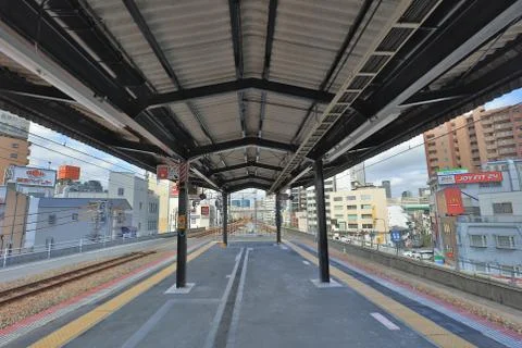 View through tram window of Osaka Loop Line Stock Photos