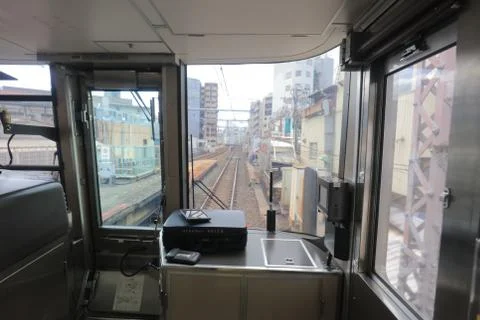 A View through tram window of Osaka Loop Line Stock Photos