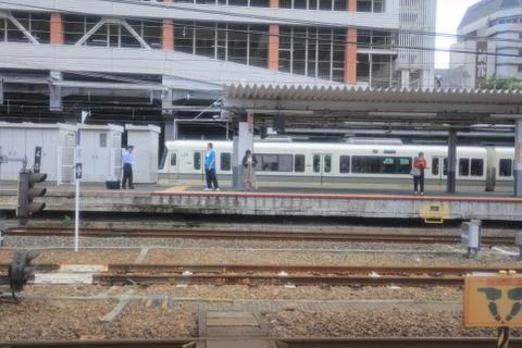 View through tram window of Osaka Loop Line Stock Photos