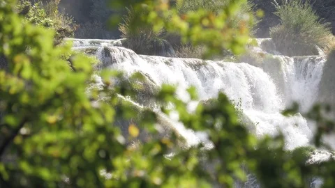 A view through the trees on the famous waterfalls of Krka Stock-Footage 118903558